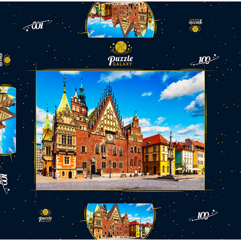 Das alte Rathausgebäude auf dem Marktplatz in der Altstadt von Breslau, Polen 100 Puzzle Schachtel 3D Modell