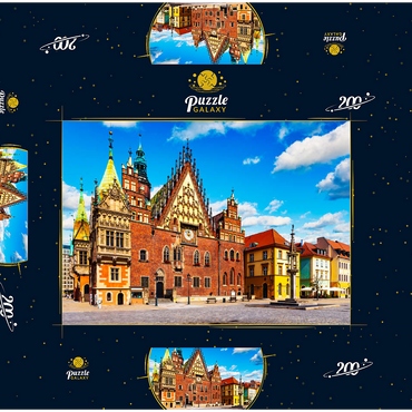 Das alte Rathausgebäude auf dem Marktplatz in der Altstadt von Breslau, Polen 200 Puzzle Schachtel 3D Modell