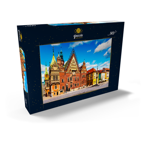 Das alte Rathausgebäude auf dem Marktplatz in der Altstadt von Breslau, Polen 500 Puzzle Schachtel Ansicht2