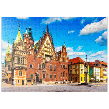 puzzleplate Das alte Rathausgebäude auf dem Marktplatz in der Altstadt von Breslau, Polen 500 Puzzle