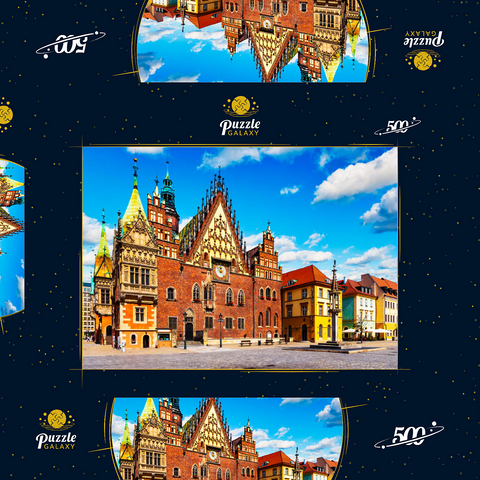 Das alte Rathausgebäude auf dem Marktplatz in der Altstadt von Breslau, Polen 500 Puzzle Schachtel 3D Modell
