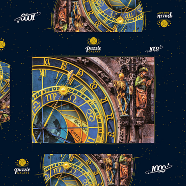 Detail der Prager Astronomischen Uhr (Orloj), Prag 1000 Puzzle Schachtel 3D Modell