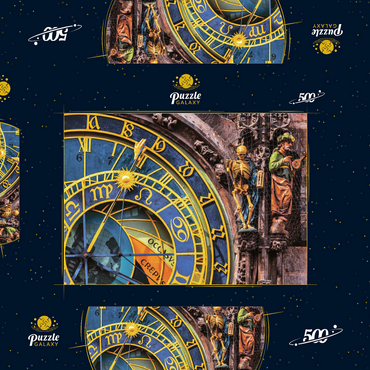 Detail der Prager Astronomischen Uhr (Orloj), Prag 500 Puzzle Schachtel 3D Modell