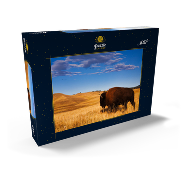 Bison / Büffel läuft in die sanften Hügel der Prärie 1000 Puzzle Schachtel Ansicht2