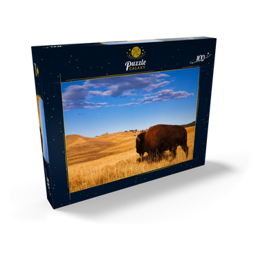 Bison / Büffel läuft in die sanften Hügel der Prärie 100 Puzzle Schachtel Ansicht2