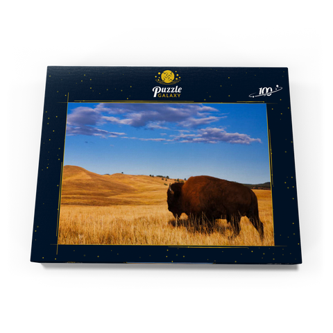 Bison / Büffel läuft in die sanften Hügel der Prärie 100 Puzzle Schachtel Ansicht3