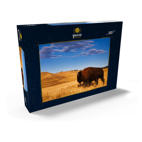 Bison / Büffel läuft in die sanften Hügel der Prärie 500 Puzzle Schachtel Ansicht2