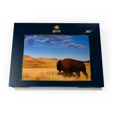Bison / Büffel läuft in die sanften Hügel der Prärie 500 Puzzle Schachtel Ansicht3