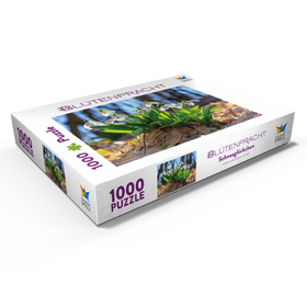Alternative Darstellung des Puzzle-Motivs Schneeglöckchen (Galanthus nivalis), Frühlingsblumen im Wald – Puzzleteile: 1000