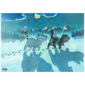 Darstellung des Puzzle-Motivs Kater Jacob - Bei Nacht sind alle Katzen grau! – Puzzleteile: 1000
