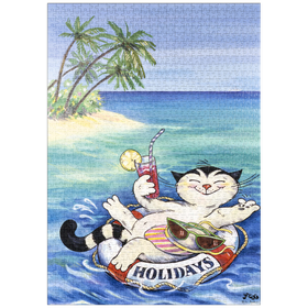 Darstellung des Puzzle-Motivs Kater Jacob - Schöne Ferien! – Puzzleteile: 1000