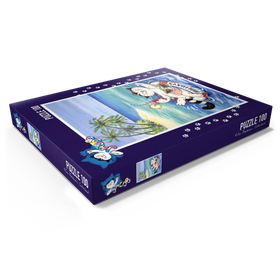 Darstellung des Puzzle Motivs Kater Jacob - Schöne Ferien! - Puzzleteile: 100