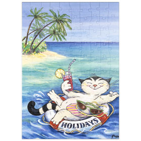 Darstellung des Puzzle Motivs Kater Jacob - Schöne Ferien! - Puzzleteile: 100