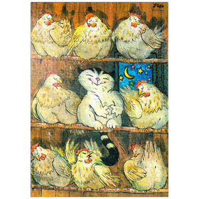 Darstellung des Puzzle Motivs Kater Jacob - Ich geh' mit den Hühnern schlafen! - Puzzleteile: 1000