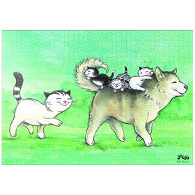 Darstellung des Puzzle-Motivs Kater Jacob - Auf den Hund gekommen – Puzzleteile: 1000