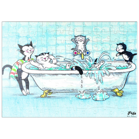 Darstellung des Puzzle Motivs Kater Jacob - Baden macht Spaß! - Puzzleteile: 100