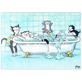Darstellung des Puzzle Motivs Kater Jacob - Baden macht Spaß! - Puzzleteile: 500