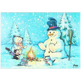 Darstellung des Puzzle-Motivs Kater Jacob - Der Schneemann – Puzzleteile: 1000