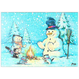 Darstellung des Puzzle Motivs Kater Jacob - Der Schneemann - Puzzleteile: 500