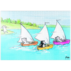 Darstellung des Puzzle-Motivs Kater Jacob - Mit vollen Segeln! – Puzzleteile: 1000