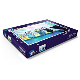 Darstellung des Puzzle Motivs Kater Jacob - Zähneputzen - Puzzleteile: 100