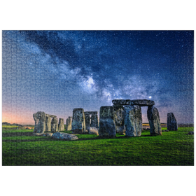 Darstellung des Puzzle Motivs Die Milchstraße über Stonehenge, Amesbury, England - Puzzleteile: 1000