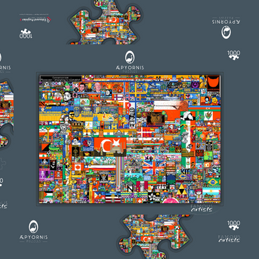 r/place Pixel War 04.2022 - Extreme Size, Part 1/6 for collage 1000 Puzzle Schachtel 3D Modell