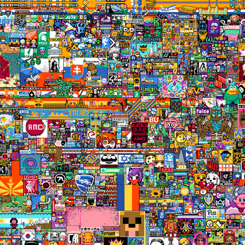 r/place Pixel War 04.2022 - Extreme Size, Part 2/6 for collage 1000 Puzzle 3D Modell