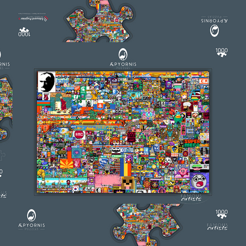 r/place Pixel War 04.2022 - Extreme Size, Part 2/6 for collage 1000 Puzzle Schachtel 3D Modell