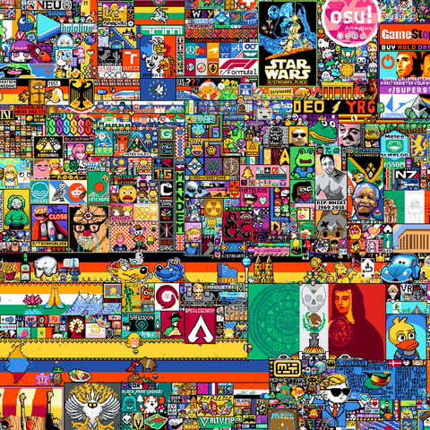 r/place Pixel War 04.2022 - Extreme Size, Part 3/6 for collage 1000 Puzzle 3D Modell