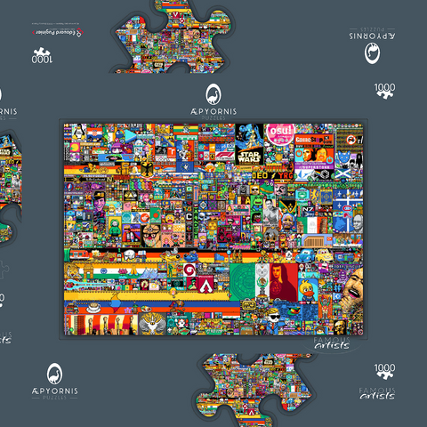 r/place Pixel War 04.2022 - Extreme Size, Part 3/6 for collage 1000 Puzzle Schachtel 3D Modell
