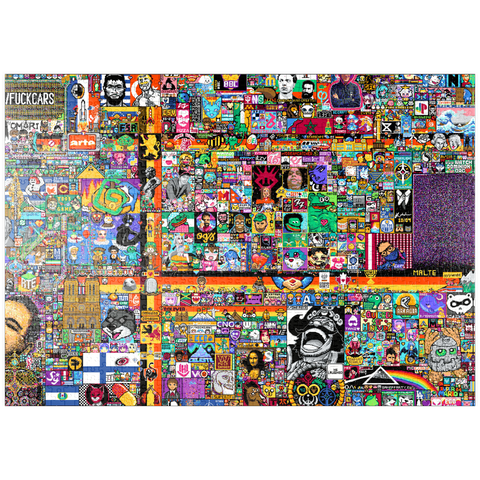 puzzleplate r/place Pixel War 04.2022 - Extreme Size, Part 4/6 for collage 1000 Puzzle