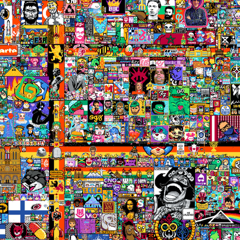 r/place Pixel War 04.2022 - Extreme Size, Part 4/6 for collage 1000 Puzzle 3D Modell