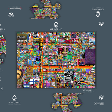 r/place Pixel War 04.2022 - Extreme Size, Part 4/6 for collage 1000 Puzzle Schachtel 3D Modell