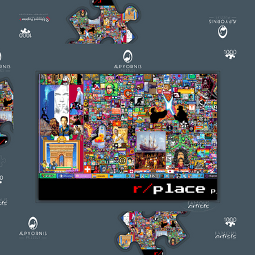 r/place Pixel War 04.2022 - Extreme Size, Part 5/6 for collage 1000 Puzzle Schachtel 3D Modell