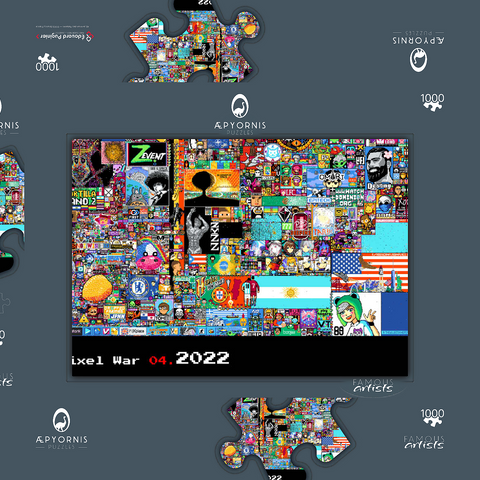 r/place Pixel War 04.2022 - Extreme Size, Part 6/6 for collage 1000 Puzzle Schachtel 3D Modell