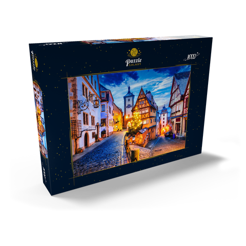 Rothenburg ob der Tauber bei Nacht, Romantische Straße in Bayern, Deutschland 1000 Puzzle Schachtel Ansicht2
