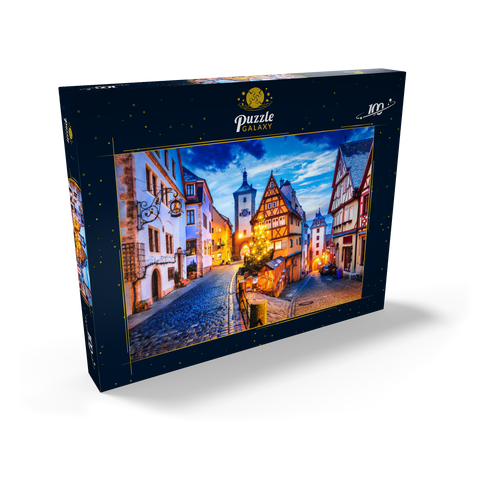 Rothenburg ob der Tauber bei Nacht, Romantische Straße in Bayern, Deutschland 100 Puzzle Schachtel Ansicht2