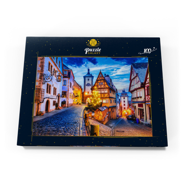 Rothenburg ob der Tauber bei Nacht, Romantische Straße in Bayern, Deutschland 100 Puzzle Schachtel Ansicht3