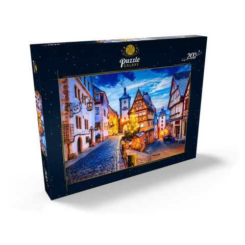 Rothenburg ob der Tauber bei Nacht, Romantische Straße in Bayern, Deutschland 200 Puzzle Schachtel Ansicht2