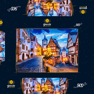 Rothenburg ob der Tauber bei Nacht, Romantische Straße in Bayern, Deutschland 500 Puzzle Schachtel 3D Modell