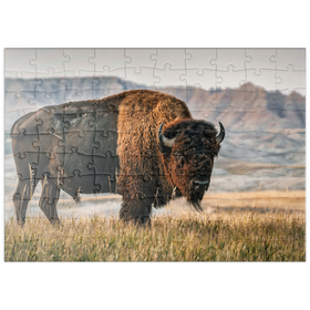 Darstellung des Puzzle Motivs Amerikanischer Bison in South Dakota - Puzzleteile: 100