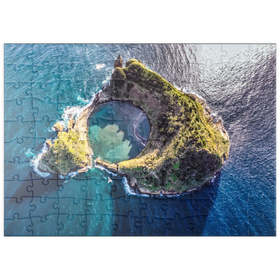 Darstellung des Puzzle Motivs Insel Vila Franca do Campo, Insel Sao Miguel, Azoren, Portugal - Puzzleteile: 100