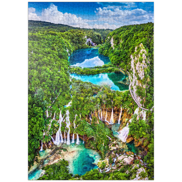 puzzleplate Plitvice, Kroatien - Panoramablick auf die wunderschönen Wasserfälle der Plitvicer Seen 1000 Puzzle