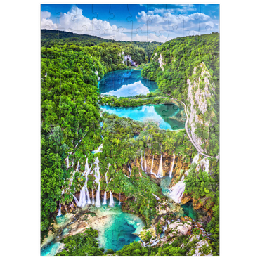 puzzleplate Plitvice, Kroatien - Panoramablick auf die wunderschönen Wasserfälle der Plitvicer Seen 100 Puzzle