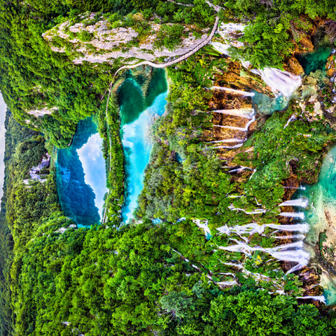 Plitvice, Kroatien - Panoramablick auf die wunderschönen Wasserfälle der Plitvicer Seen 100 Puzzle 3D Modell