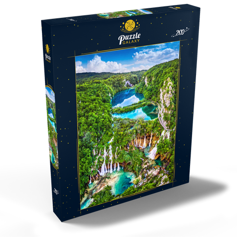 Plitvice, Kroatien - Panoramablick auf die wunderschönen Wasserfälle der Plitvicer Seen 200 Puzzle Schachtel Ansicht2