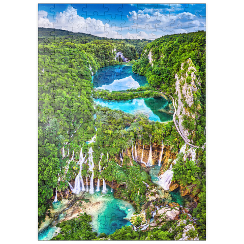 puzzleplate Plitvice, Kroatien - Panoramablick auf die wunderschönen Wasserfälle der Plitvicer Seen 200 Puzzle