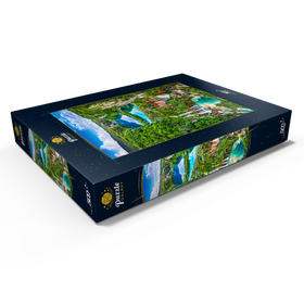 Darstellung des Puzzle Motivs Plitvice, Kroatien - Panoramablick auf die wunderschönen Wasserfälle der Plitvicer Seen - Puzzleteile: 500