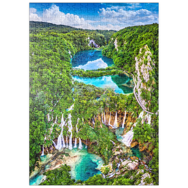 puzzleplate Plitvice, Kroatien - Panoramablick auf die wunderschönen Wasserfälle der Plitvicer Seen 500 Puzzle